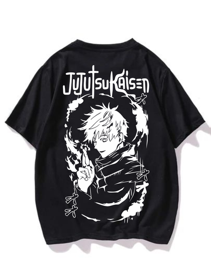Black- Oversized Printed T-Shirt - Jujutsu
