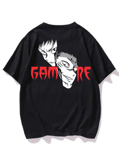 Black- Oversized Printed T-Shirt - Gamer Small