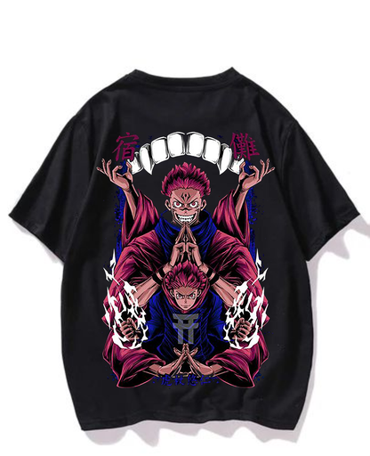 Black- Oversized Printed T-Shirt - X44
