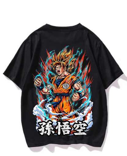 Black- Oversized Printed T-Shirt - Goku