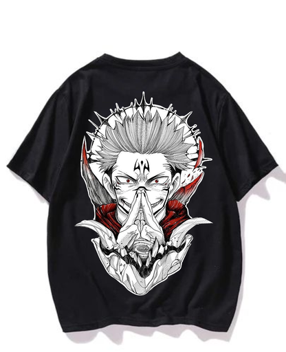Black- Oversized Printed T-Shirt - Jujutsu Kaisen