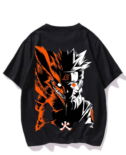 Black- Oversized Printed T-Shirt - Naruto Anime