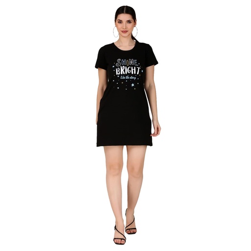 Girls Round-Neck long  Half Sleeves T-Shirt - Black