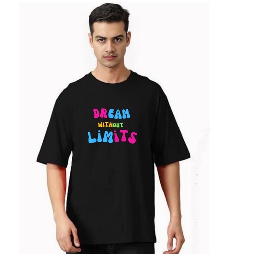 Black- Oversized Printed T-Shirt - Dream