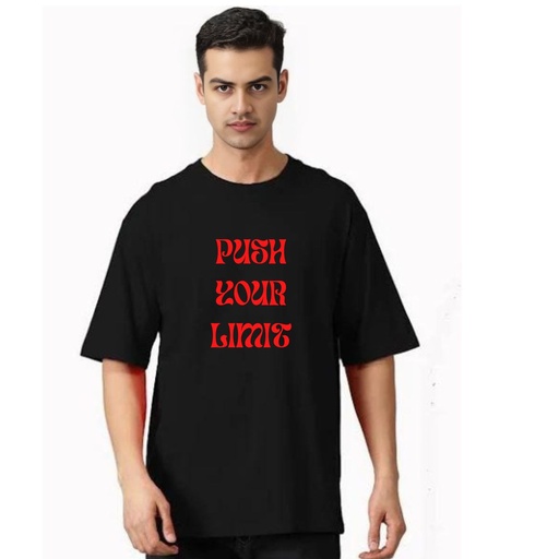 Black- Oversized Printed T-Shirt - push