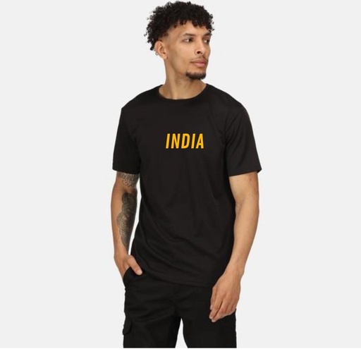 Black- Round Neck T-Shirt - INDIA