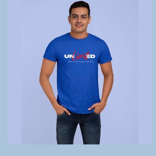 Royal Blue Round Neck T-Shirt - unlimited