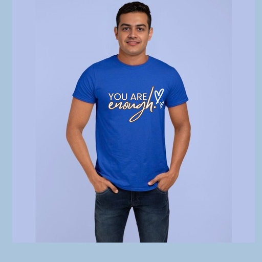 Royal Blue Round Neck T-Shirt - you are enough