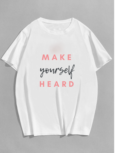 White- Oversized Printed T-Shirt - Yourself