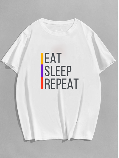 White- Oversized Printed T-Shirt - Sleep