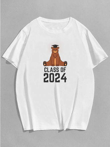 White- Oversized Printed T-Shirt - Class 2024