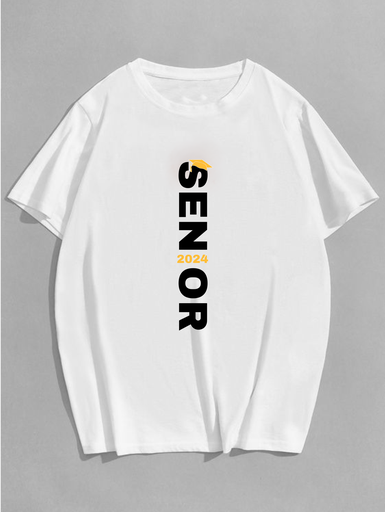 White- Oversized Printed T-Shirt - Senior Student