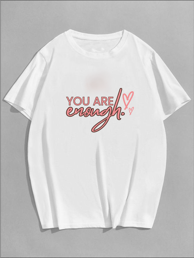 White Oversized Printed T-Shirt - Enough Love