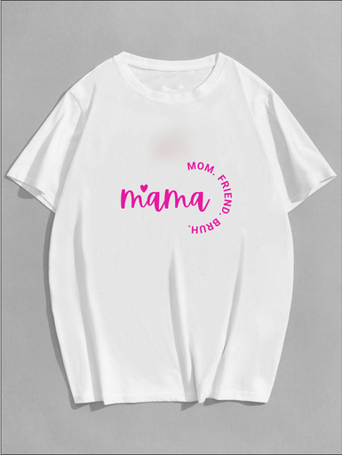 White Oversized Printed T-Shirt - Mama