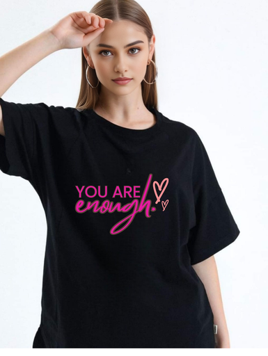 Black Oversized Printed T-Shirt - You are enough