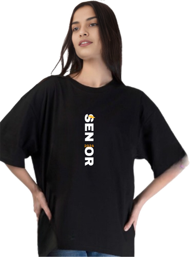 Black Oversized Printed T-Shirt - Senior