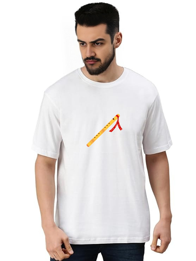 White Oversized devotional T-Shirt - Flute