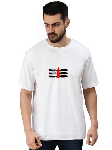 White Oversized devotional  T-Shirt - Shiv