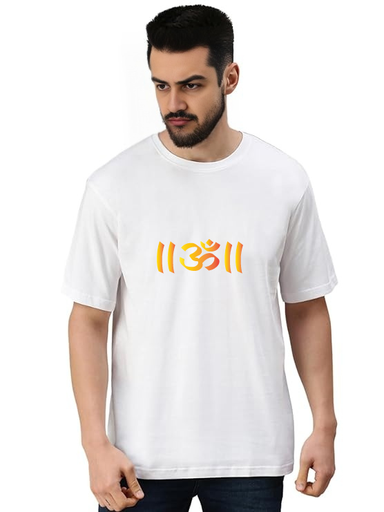 White Oversized devotional  T-Shirt - OM