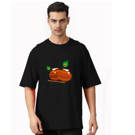 Black Oversized devotional  T-Shirt - Sri Krishna