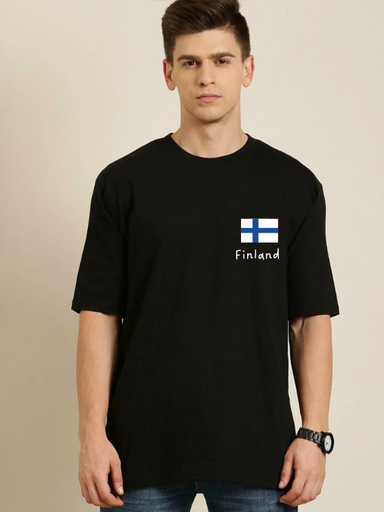 Black- Oversized Country T-Shirt - Finland