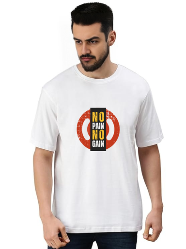 White Oversized workout T-Shirt - No Pain No Gain