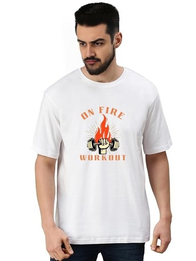White Oversized workout T-Shirt - On Fire