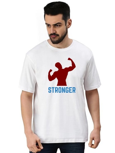 White Oversized workout T-Shirt - Stronger