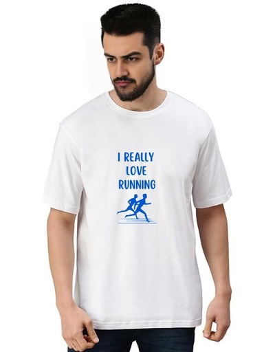 White Oversized workout T-Shirt - Love Running