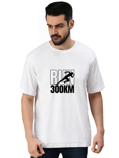 White Oversized workout T-Shirt - Run Marathon
