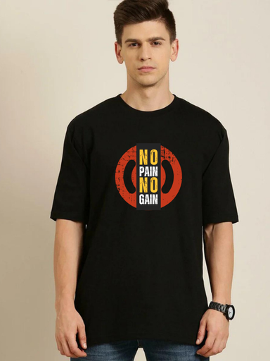 Black- Oversized workout T-Shirt - No Pain No gain