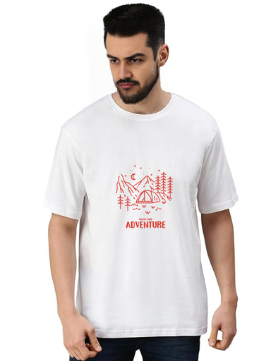 White Oversized Holiday T Shirt -Adventure camp