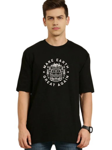 Black Oversized Holiday T-Shirt - Make Earth