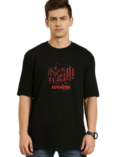 Black Oversized Holiday T-Shirt - Adventure Camp