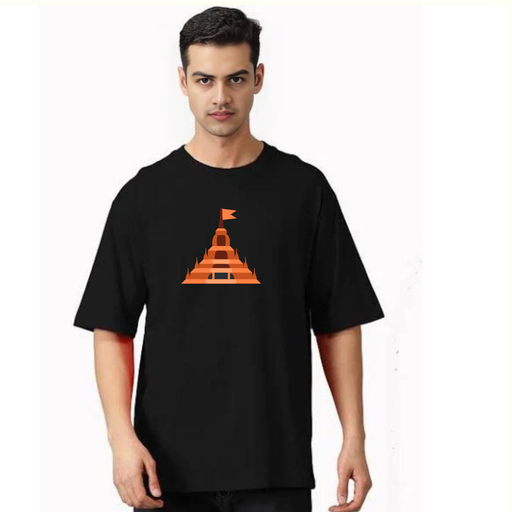 Black Oversized devotional  T-Shirt - Ram Mandir