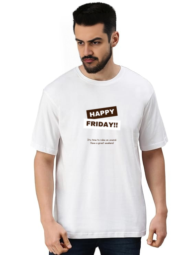White Oversized Office Fun T-Shirt - Friday
