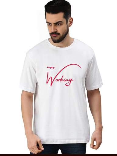 White Oversized Office Fun T-Shirt - Work