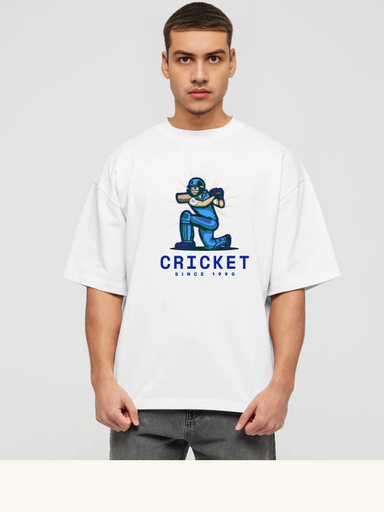 White Oversized Cricket Fun T-Shirt - ICC