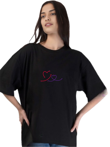 Black Oversized Printed T-Shirt - Love