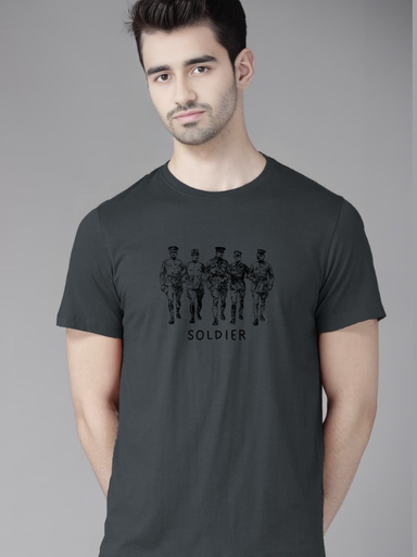 Grey Printed T-Shirt - Soldier