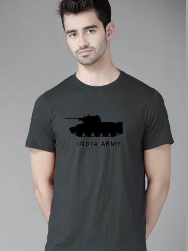Grey Printed T-Shirt - INDIA ARMY