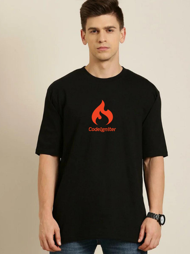 Black Oversized Science & Tech T Shirt - Codeigniter