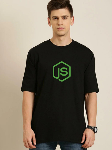 Black Oversized Science & Tech T Shirt - JS (Java Script)