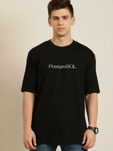Black Oversized Science & Tech T Shirt - PostgreSQL