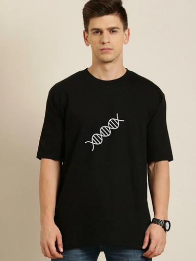 Black Oversized Science & Tech T Shirt - DNA