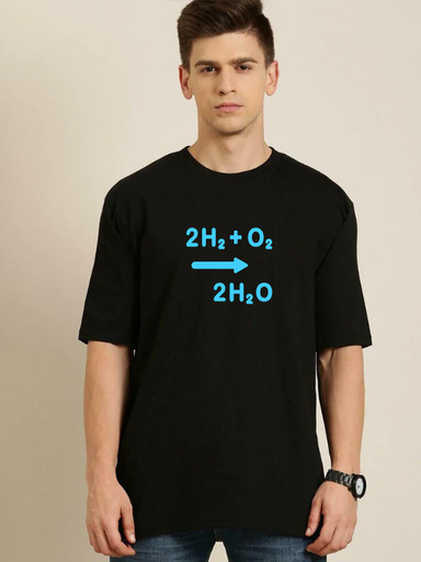Black Oversized Science & Tech T Shirt - Water formula