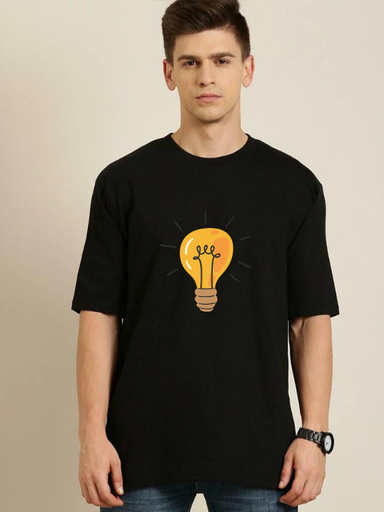 Black Oversized Science & Tech T Shirt - Bulb