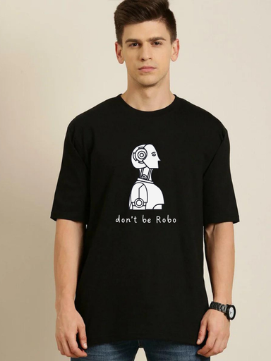 Black Oversized Science & Tech T Shirt - Robot