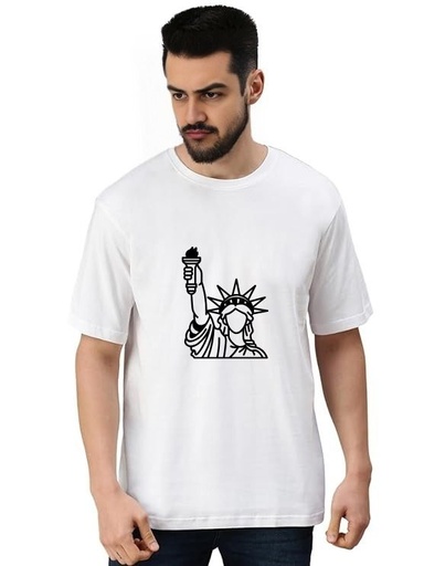 White Oversized Country T-Shirt - New York Statue of Liberty