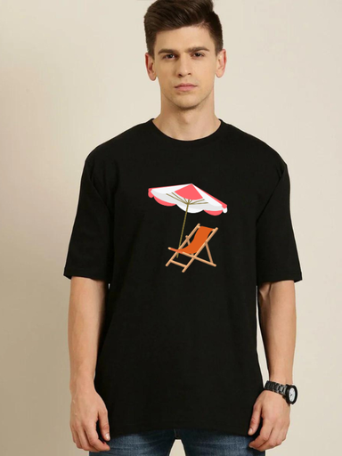 Black Oversized Holiday T-Shirt - relax
